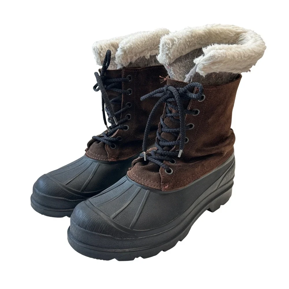 Kamik Wool Duck Boots Winter Snow‎ Boots Lace Up Warm Brown Black Mens Size 9